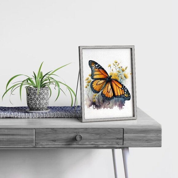 Monarch‎ Butterfly Watercolor Oil Painting Art Print - Picture 3 of 7